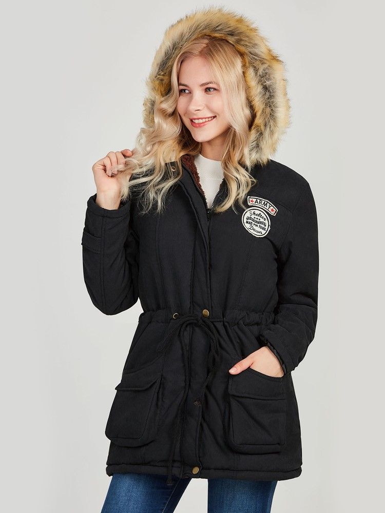 Manteau En Coton À Capuche En Fausse Fourrure Pour Femme