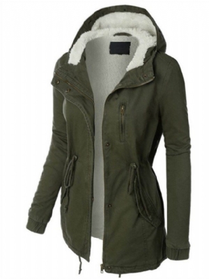 Manteau À Lacets Vert Armée Mince Pour Femmes