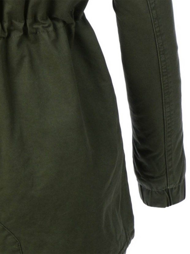 Manteau À Lacets Vert Armée Mince Pour Femmes