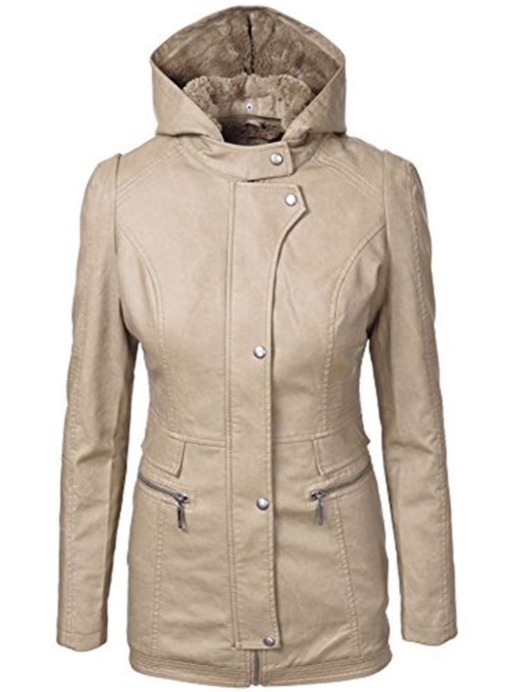 Manteau En Similicuir Chaud Et Épais Pour Femme