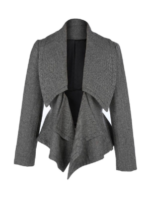 Veste À Lacets Unie À Revers Lâche Pour Femme