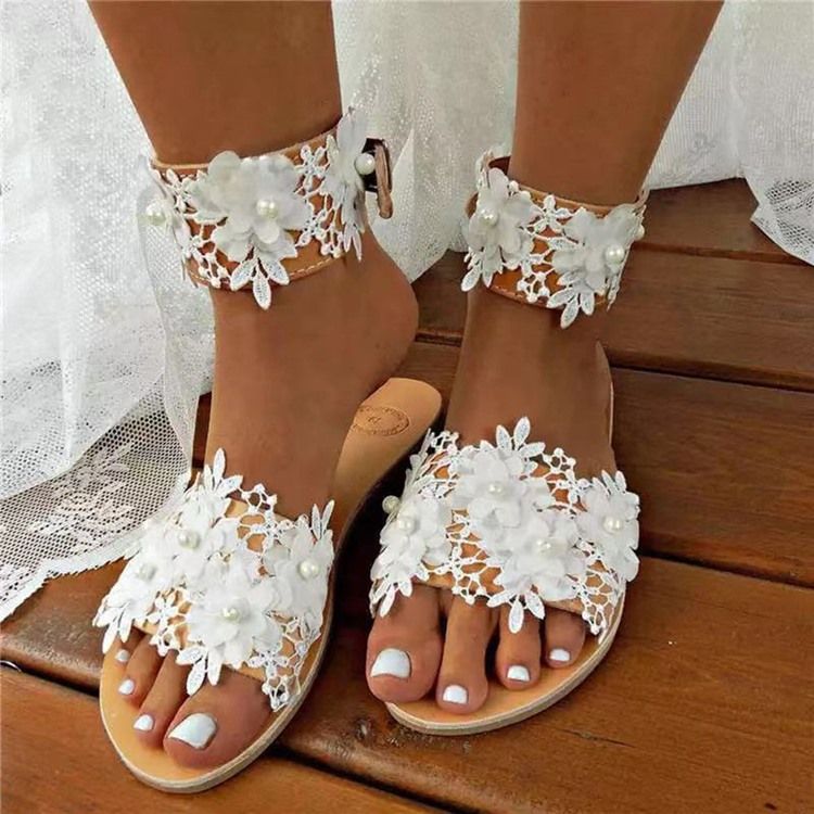 Appliques Plates À Enfiler Pour Femmes Avec Des Chaussons Floraux