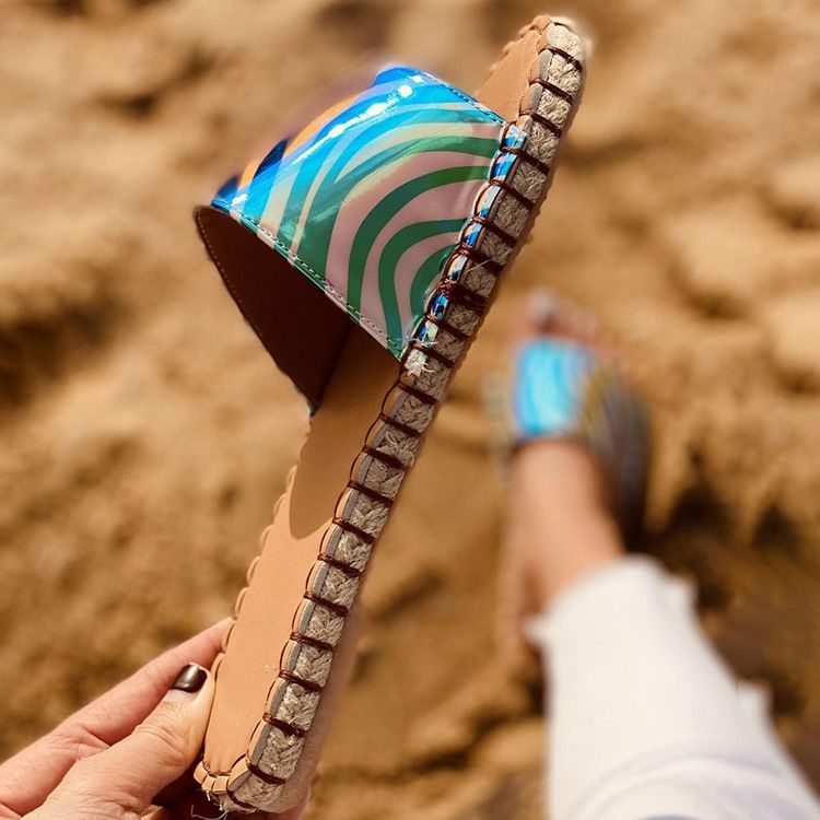 Pantoufles Décontractées Plates Pour Femmes Avec Tongs À Enfiler