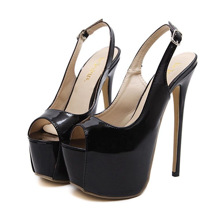 Pu Peep Toe Stiletto Heel Slingback Strap Sandales Pour Femmes