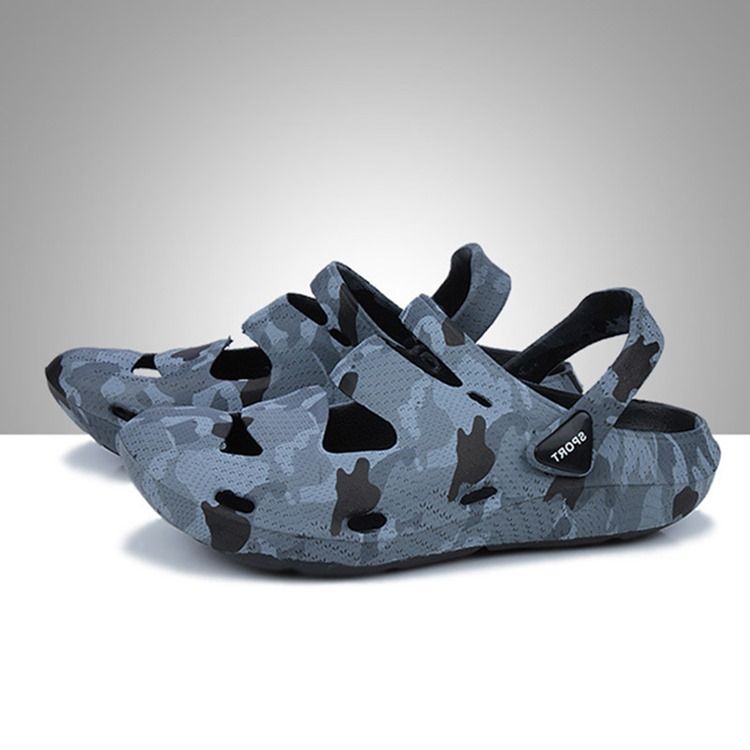 Sandales À Enfiler À Bout Rond En Pvc Camouflage Pour Hommes