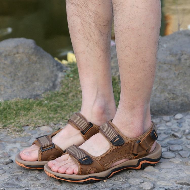 Sandales Pour Hommes À Bout Ouvert Et Velcro Color Block