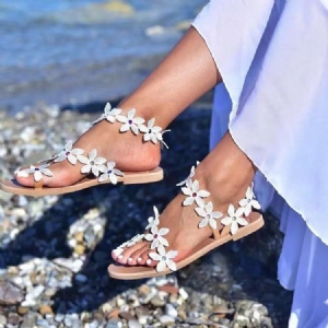 Sandales Plates À Bout Rond Et Appliques Pour Femmes