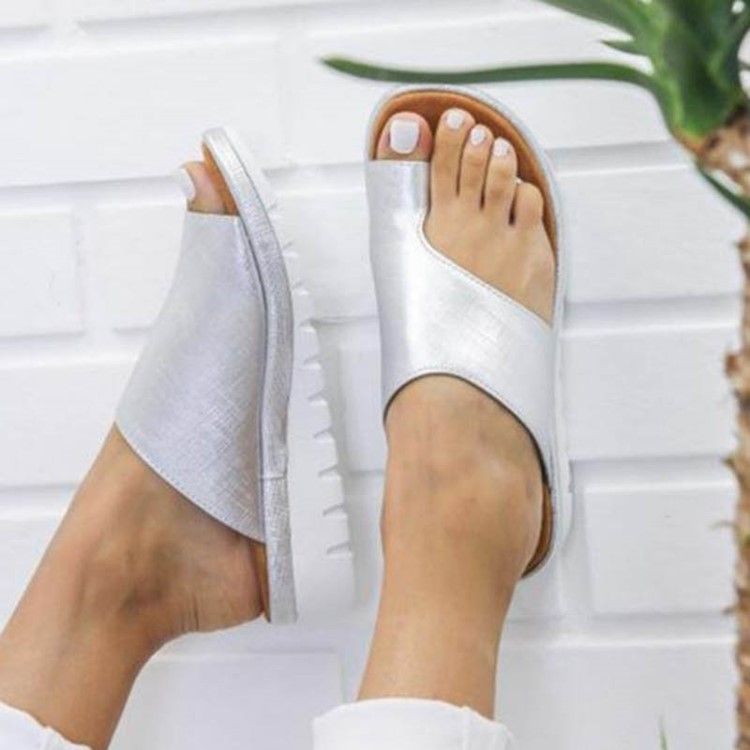 Sandales Plates Pour Femmes Avec Anneau D'orteil En Pu