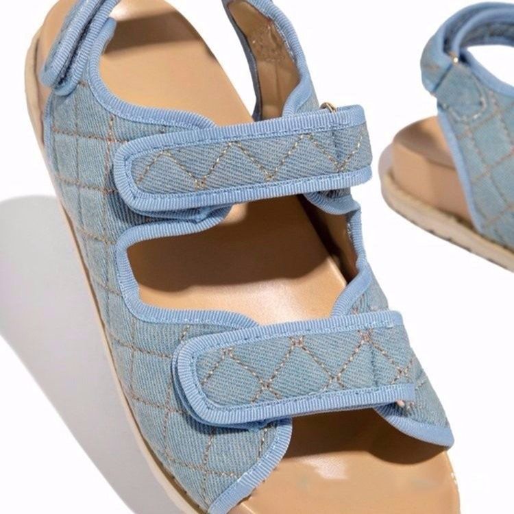 Sandales Plates Velcro À Bout Ouvert Pour Femmes Avec Boucle