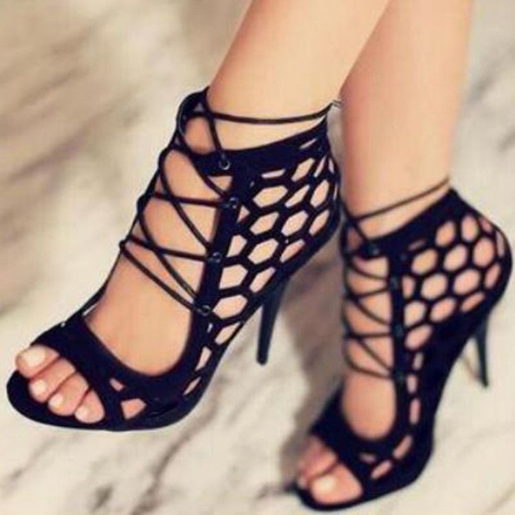 Sandales À Talons Aiguilles Et À Lacets Pour Femmes