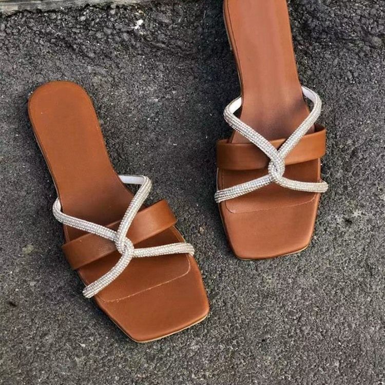 Tongs À Enfiler Pour Femmes Avec Chaussons Patchwork